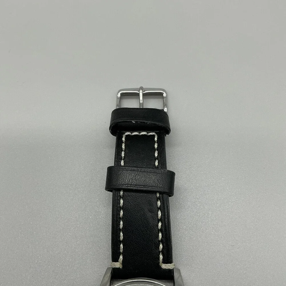 Hugo Boss Men Watch 44mm Silver Tone Black Leather Date HB.88.1.14.2430 New Batt